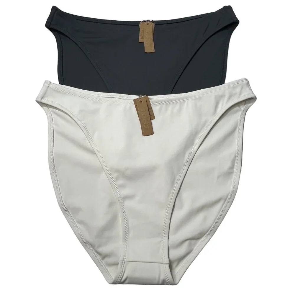 SKIMS Shaping Swim Dipped Bikini Bottom Lot‎ of 2 Marble Gunmetal 2X